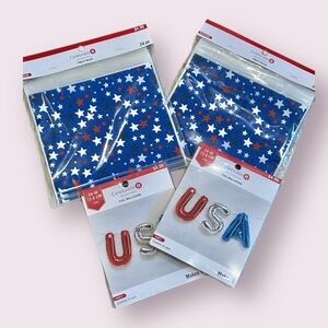 Treat Bags Stars Blue 24pc & USA Balloons 2 Pack Each Set BRAND NEW